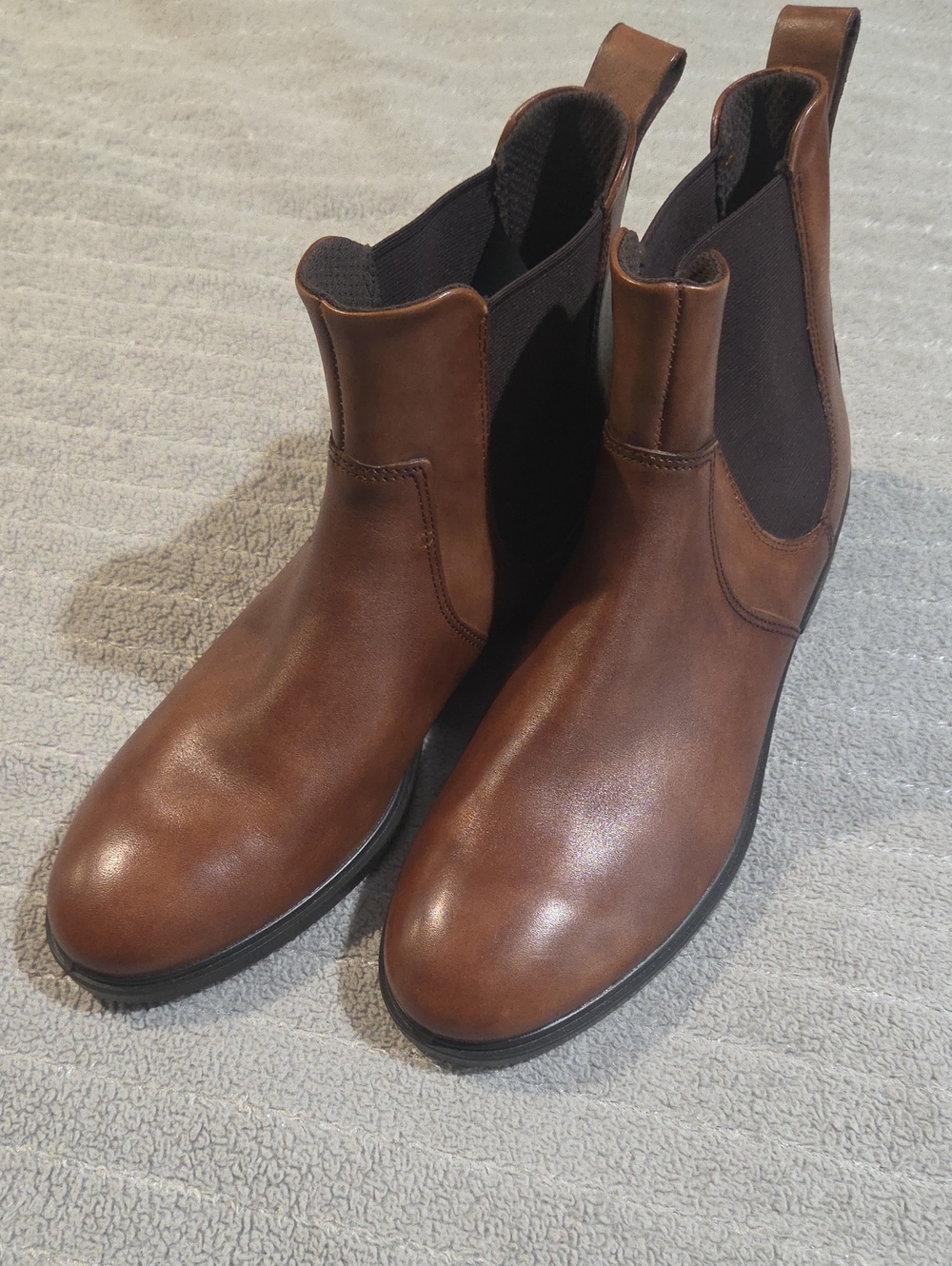 NEW ECCO Touch 15 B Leather Chelsea Boots Brown Cognac Women's Size 41 EU 10-10.